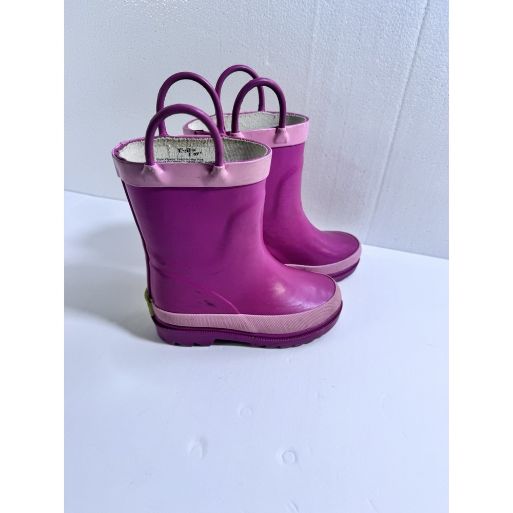 Western Chief Girls Pink Rain Boots Size 7/8 Waterproof PVC Puddle Shoes Pull On